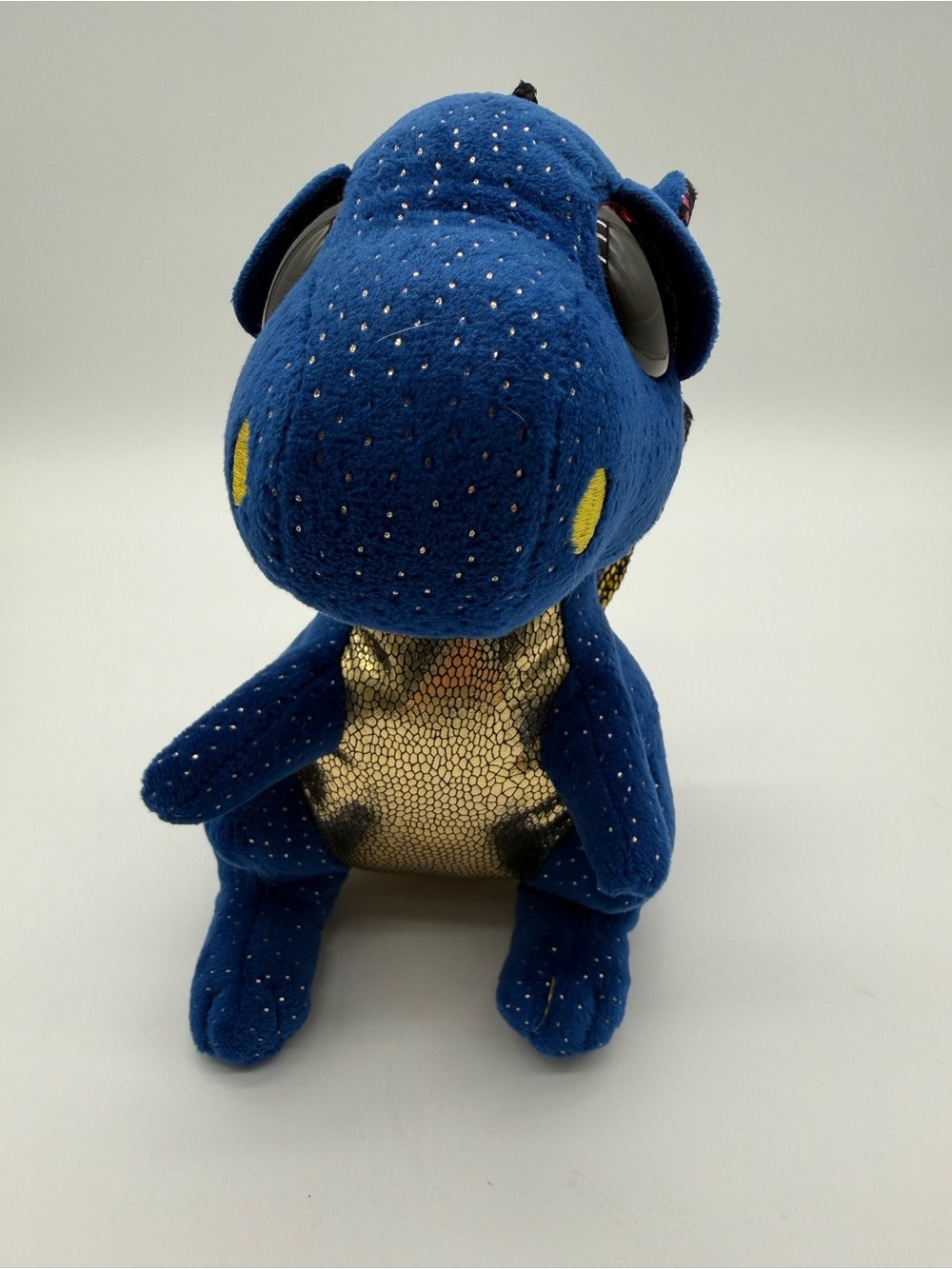 Ty Saffire Sparkling Blue Dinosaur Plush with Gold Belly - Collectible